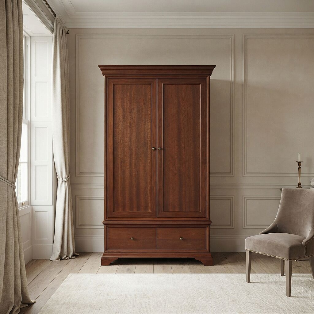 Hampton Mahogany Double Wardrobe with Two Drawers - Image 4