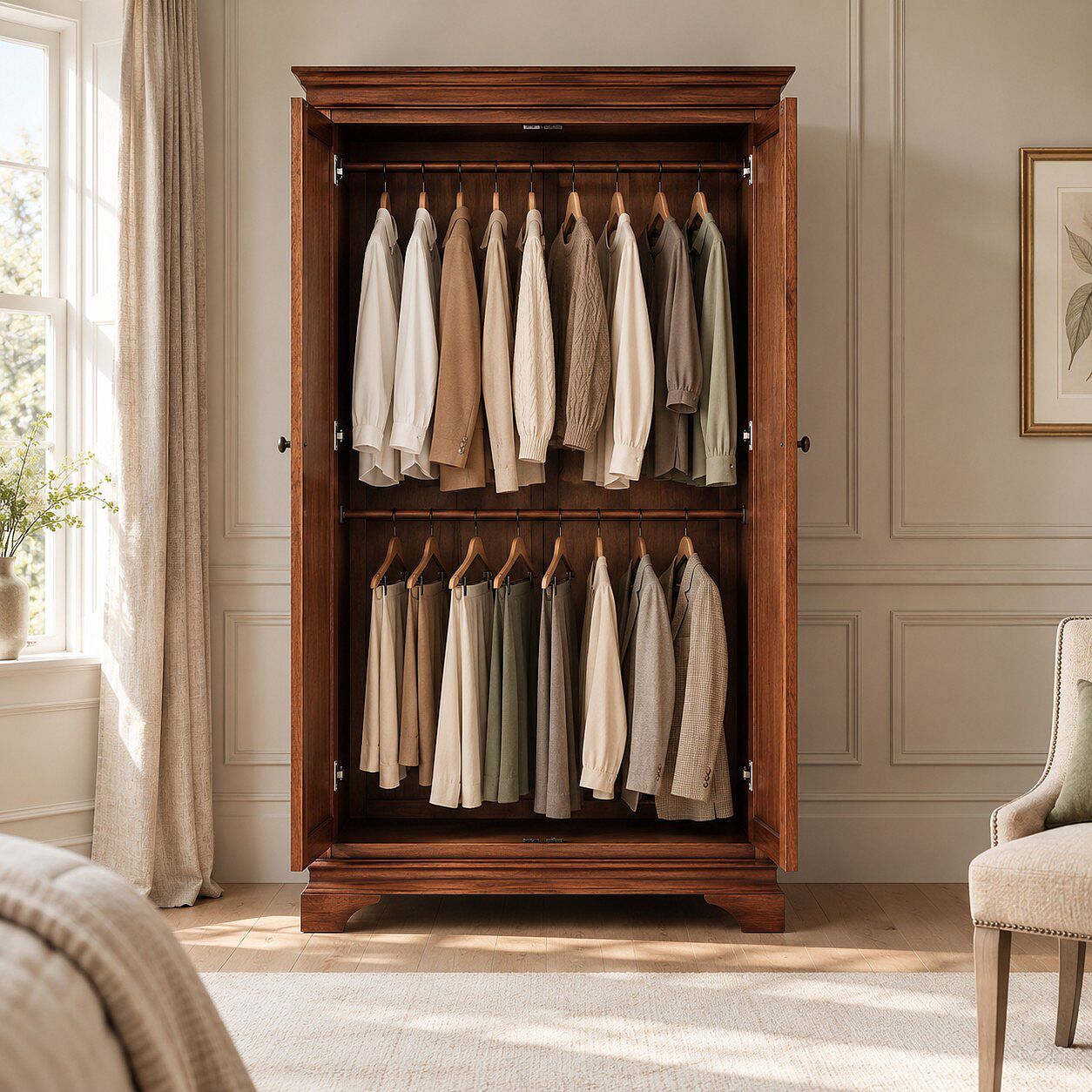 Hampton Mahogany Double Wardrobe – Full Hanging - Image 2