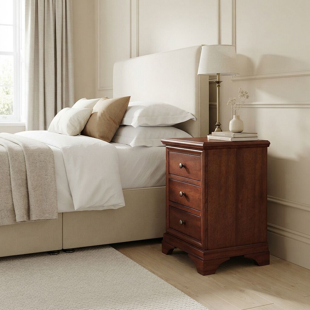 Hampton Mahogany 3 Drawer Bedside Table - Image 3