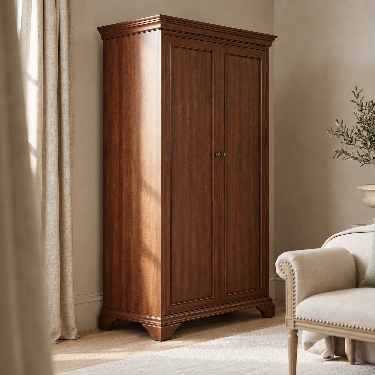 Hampton Mahogany Double Wardrobe – Full Hanging - Image 3