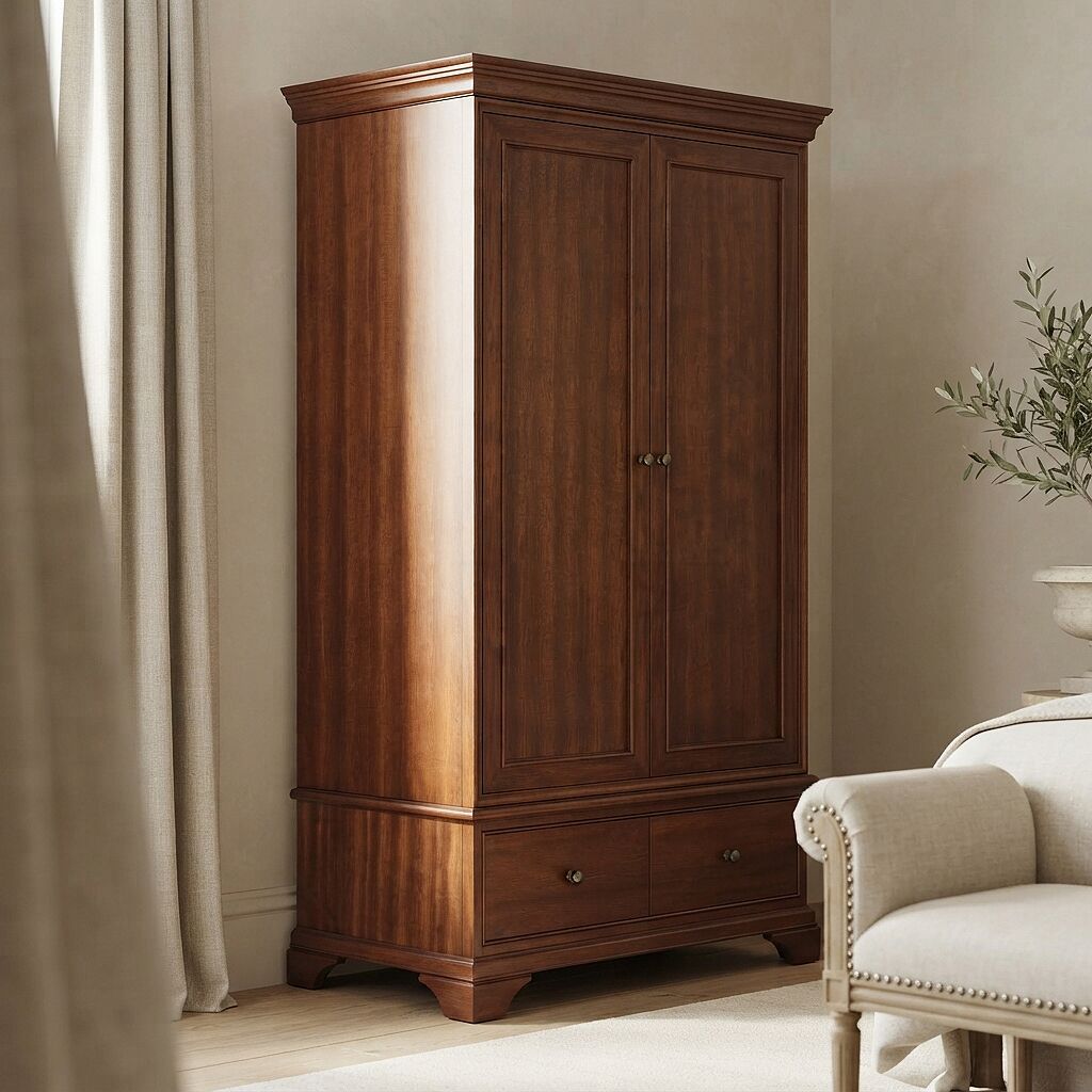 Hampton Mahogany Double Wardrobe with Two Drawers - Image 3