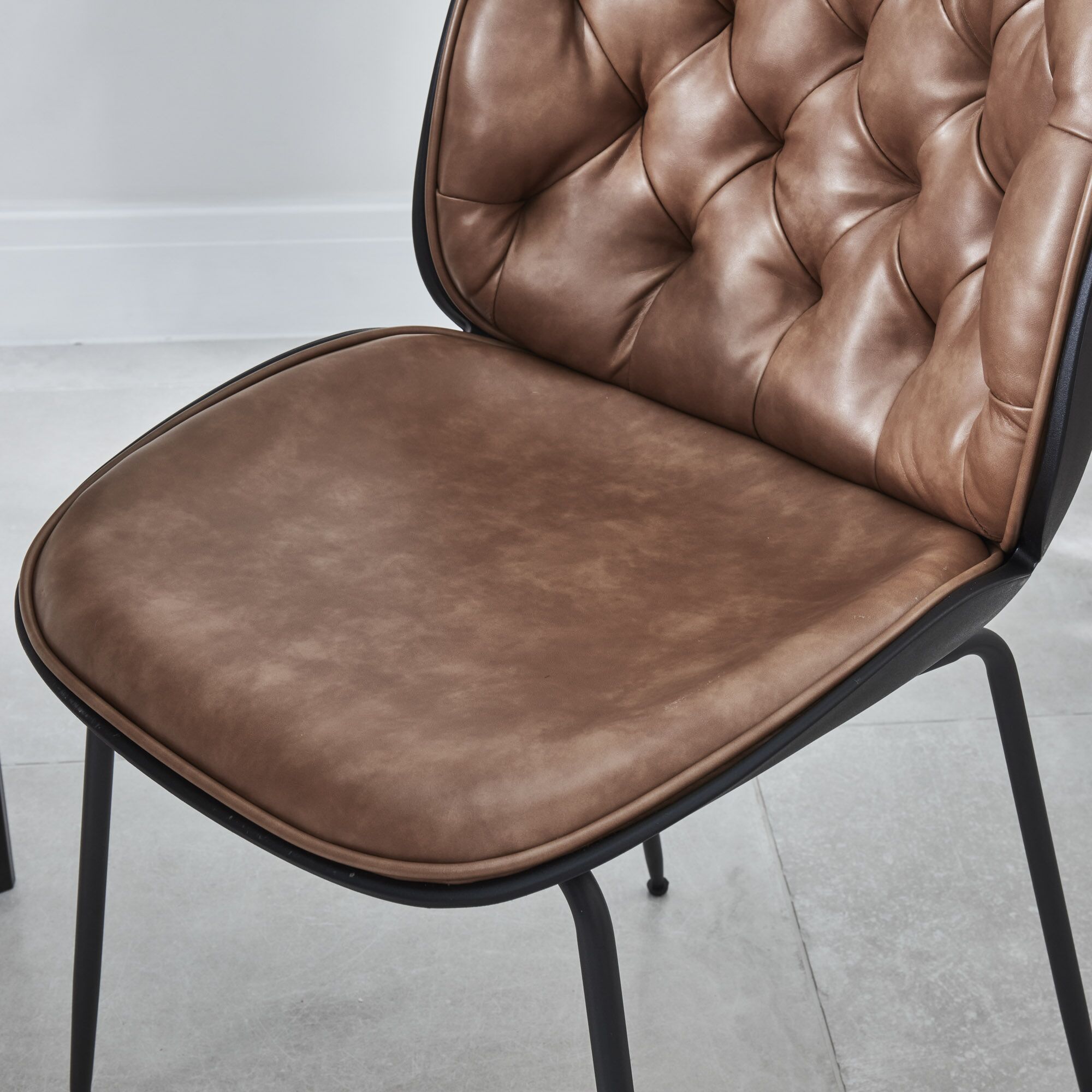 (Set of 2) Thiago Brown Tan Faux Leather Dining Chairs - Image 7