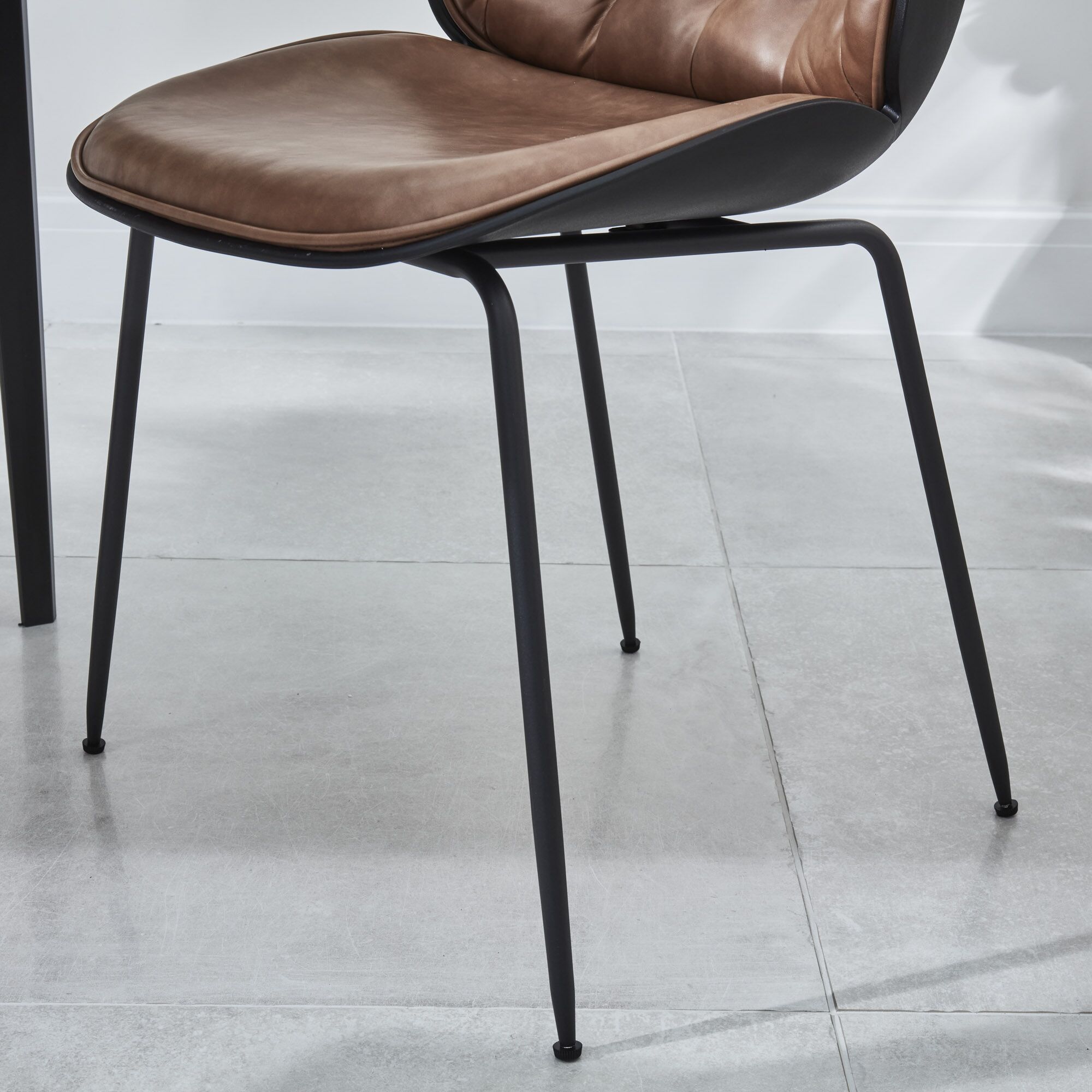 (Set of 2) Thiago Brown Tan Faux Leather Dining Chairs - Image 8