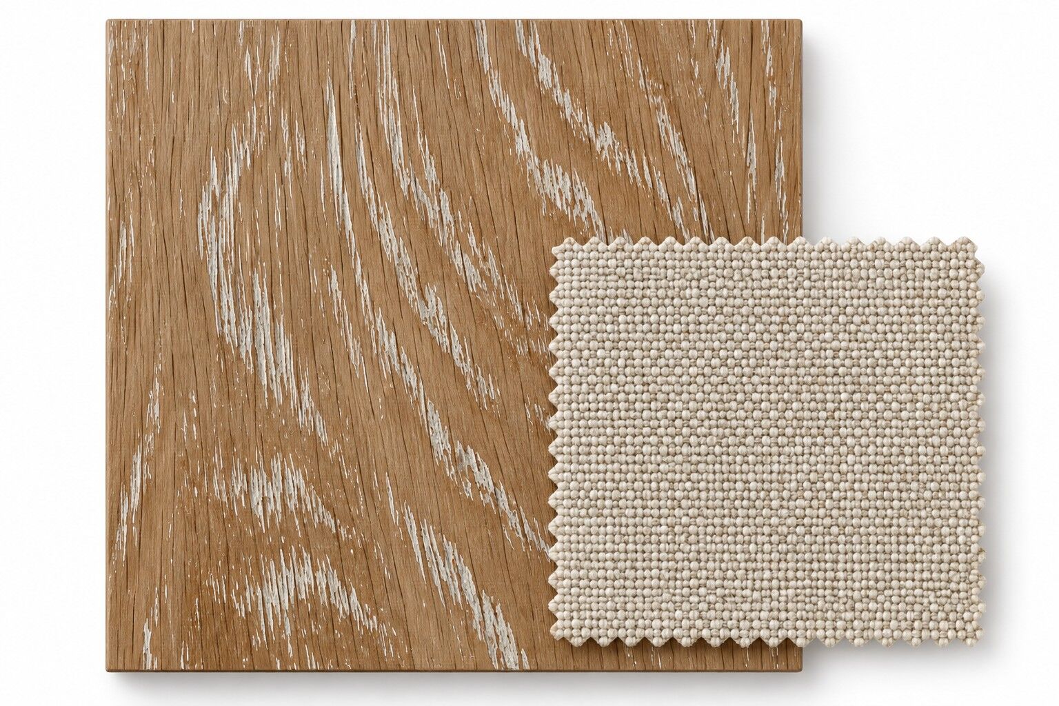 Solid North American Oak – Whitewash Finish - Oatmeal Linen