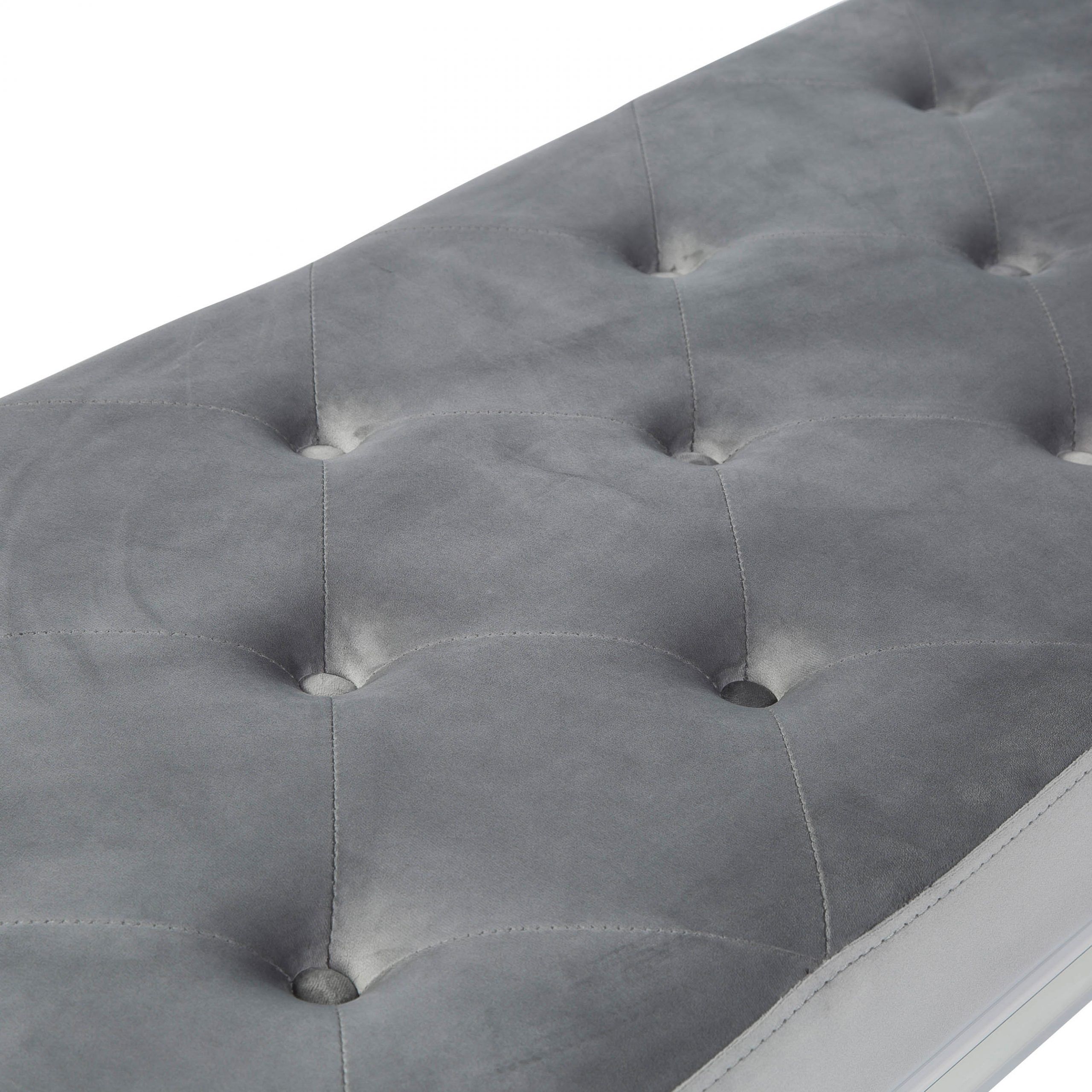Arianna Polished Steel Grey Velvet Dining Bench - Image 7