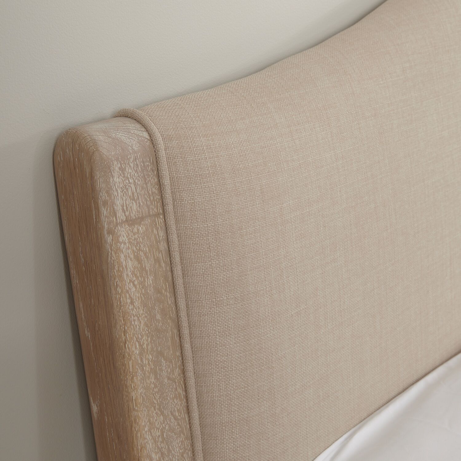 Lille French Limed Oak Upholstered Low Foot Board Bed - King Size - Image 7