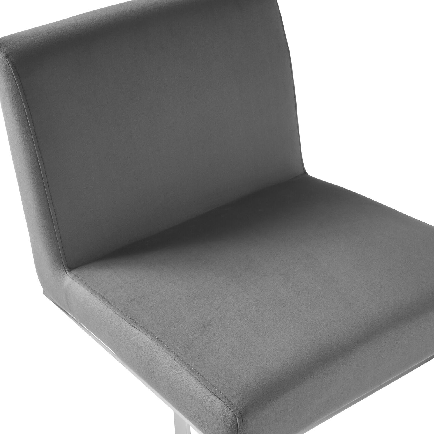 Bailey Grey Velvet Kitchen Barstool - Polished Steel - Image 6