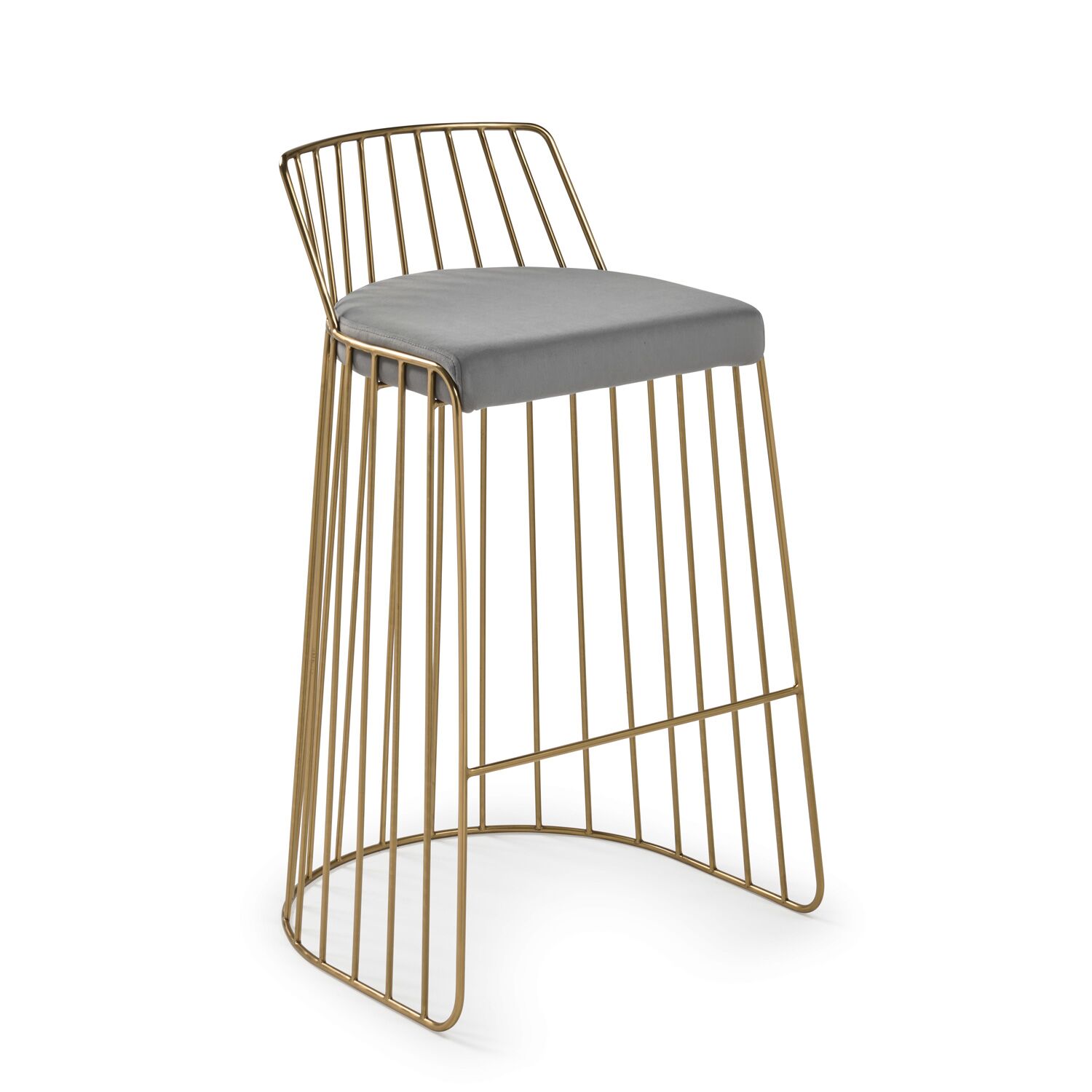 Claudia Grey Velvet Kitchen Barstool With a Gold Solid Frame - Image 5