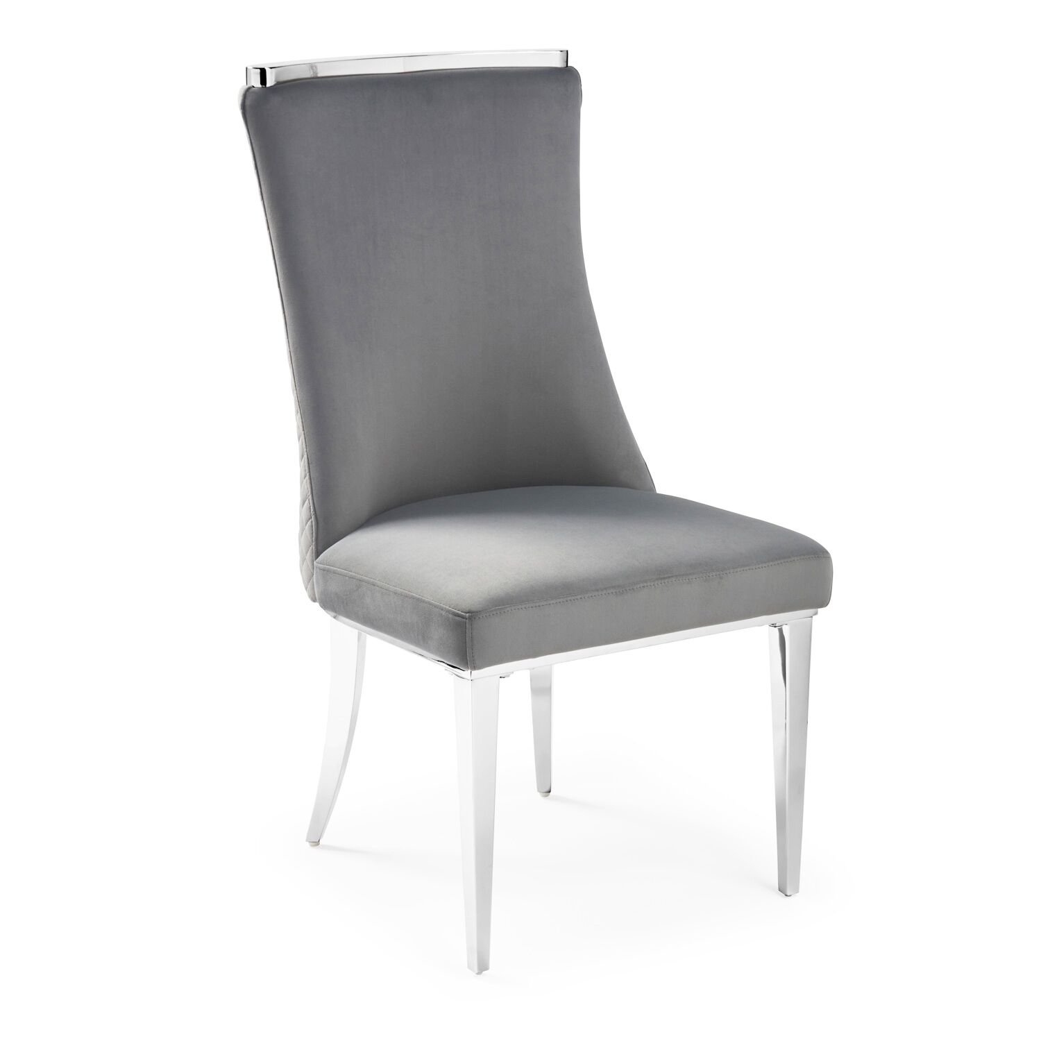 (Set of 2) Joan Grey Velvet Quilted Upholstered Dining Chair - Image 6