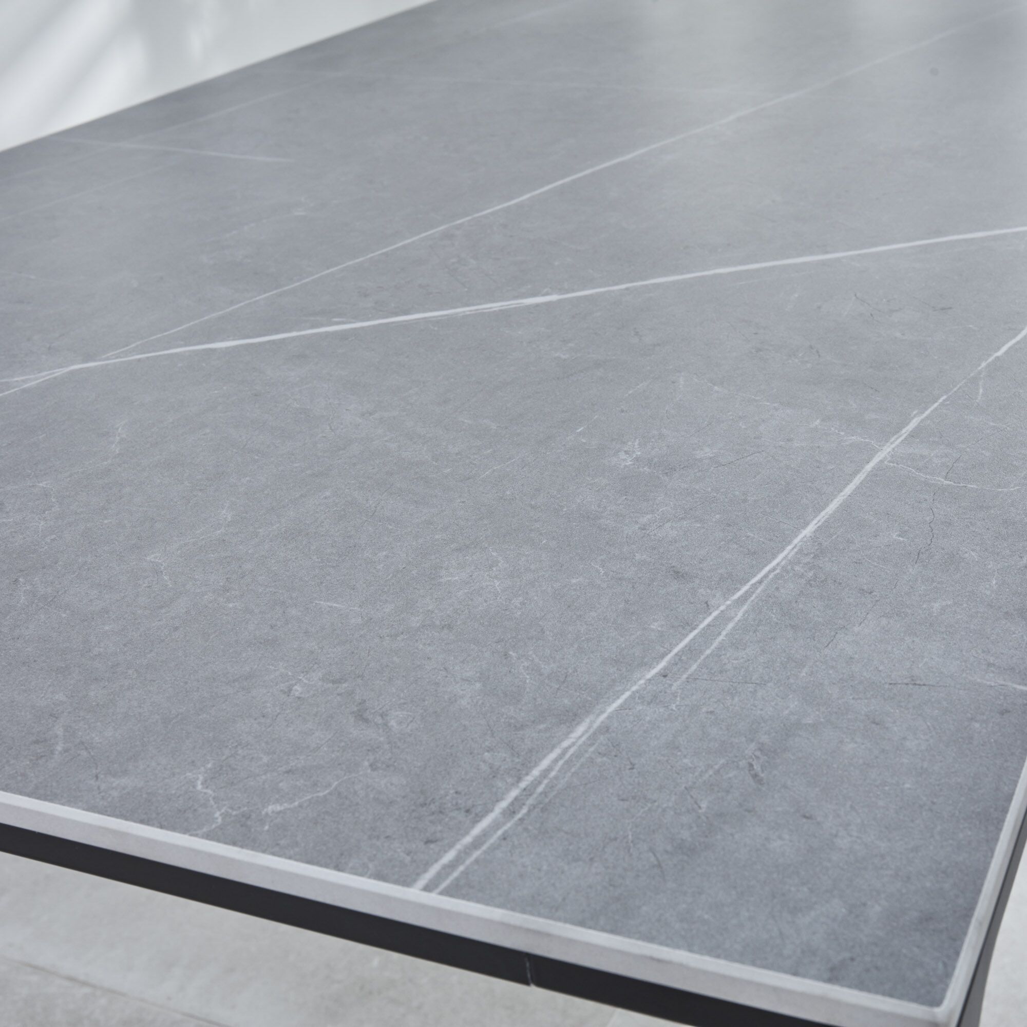 Bellagio 1.6M Grey Sintered Stone Dining Table with 4x Leo Grey Dining Chairs - Image 10