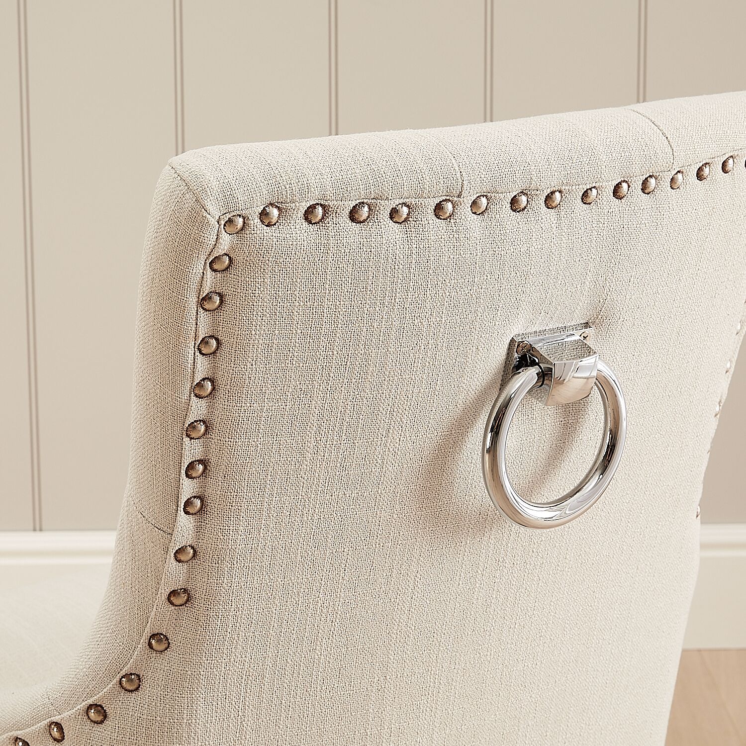 Chelsea Oak Scoop Back Linen Upholstered Dining Chair - Second - Image 8