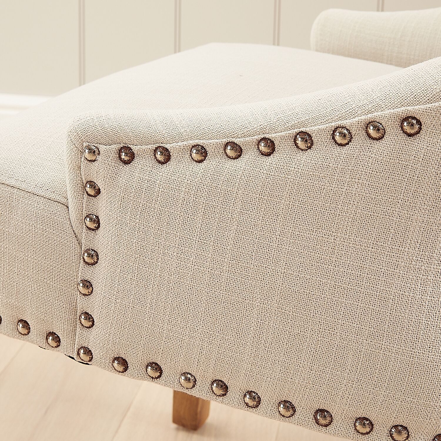 Chelsea Oak Scoop Back Linen Upholstered Dining Chair - Second - Image 7