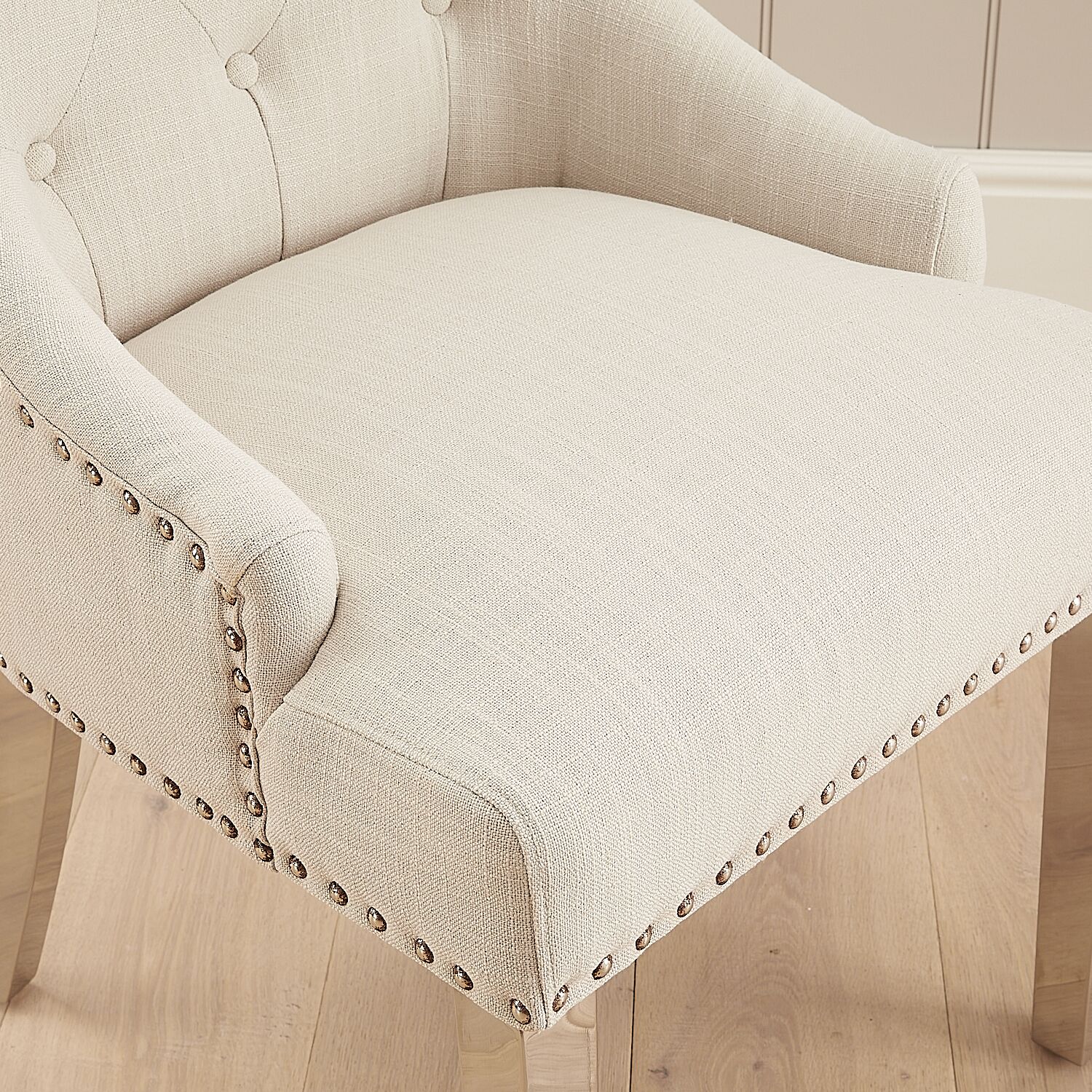Chelsea Scoop Back Linen Upholstered Dining Chair - Second - Image 6