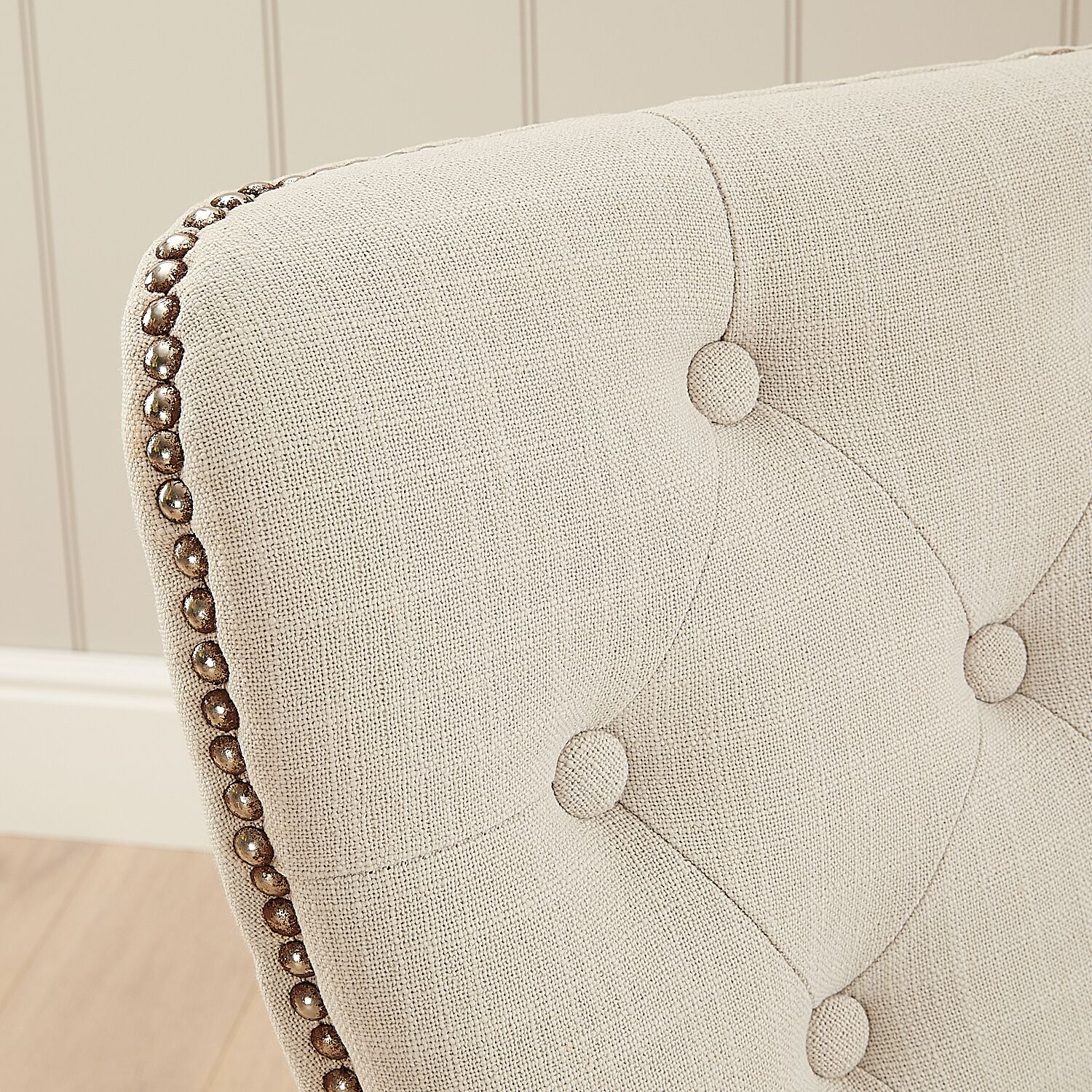 3 Seater Natural Linen Upholstered Dining Bench - Second - Image 6