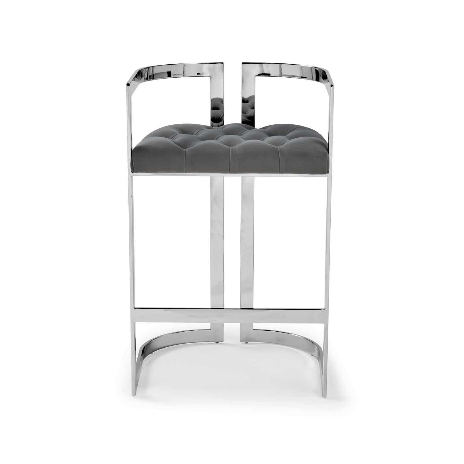 Annalise Grey Velvet Buttoned Kitchen Counter Stool - Image 6