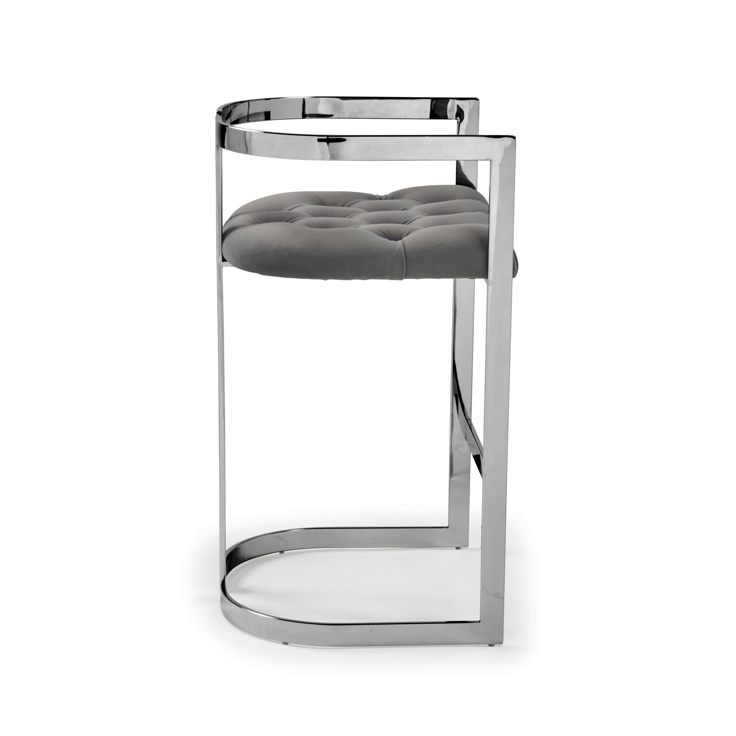 Annalise Grey Velvet Buttoned Kitchen Counter Stool - Image 7