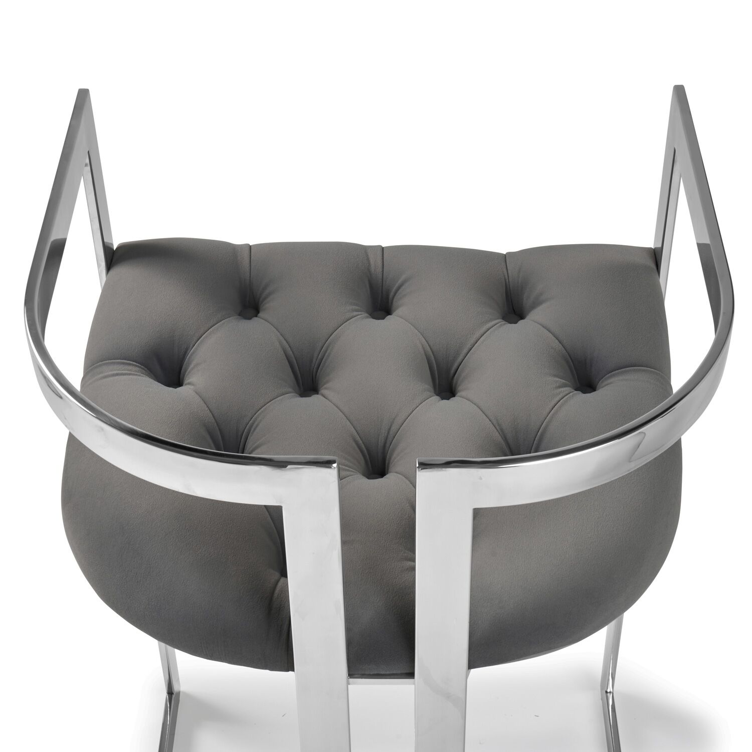 Annalise Grey Velvet Buttoned Kitchen Counter Stool - Image 9