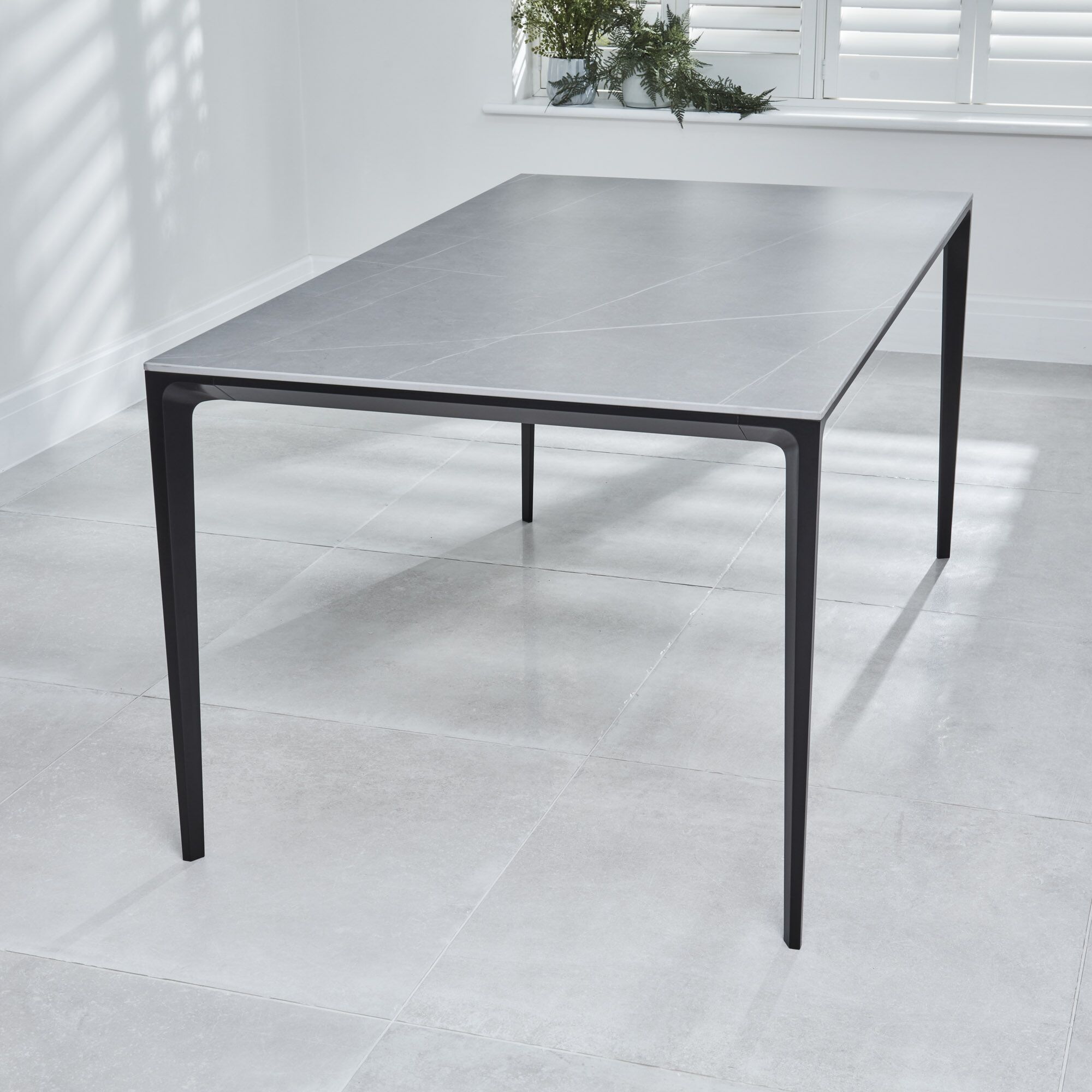 Bellagio 1.6M Grey Sintered Stone Dining Table Set with 4 x Leon Tan Dining Chairs - Image 4