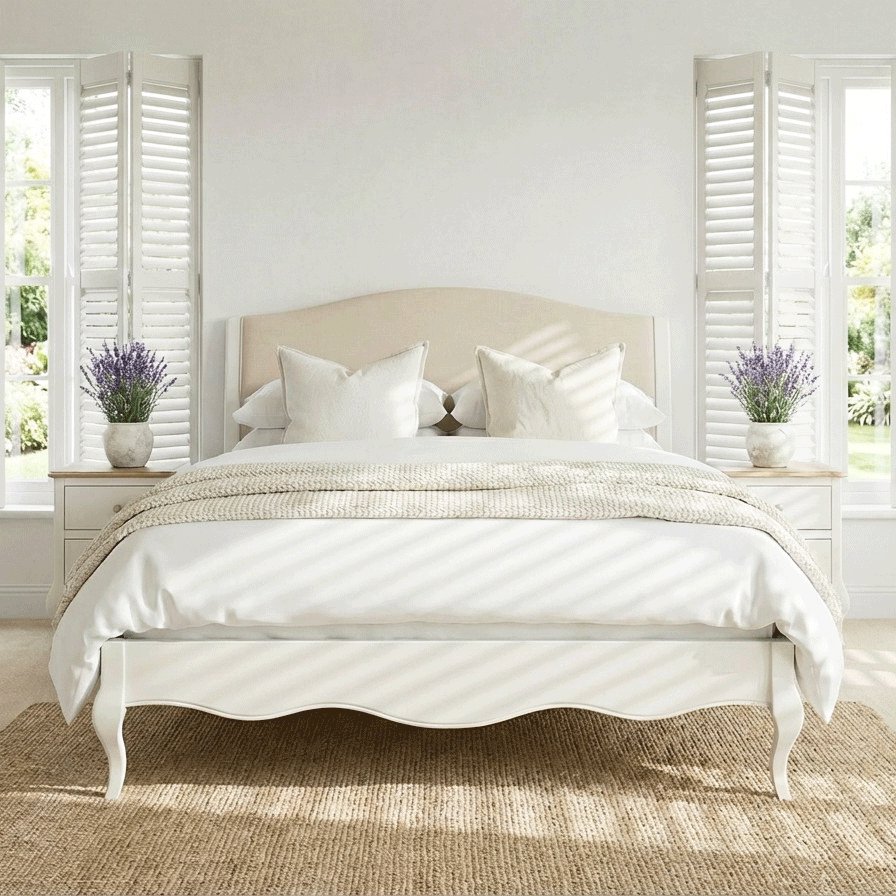 Lille French Chalk White Upholstered Low Foot Board Bed - King Size - Image 8